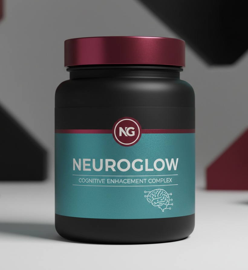 Minimal NEUROGLOW supplement bottle on a clean tiled surface